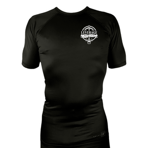 Leverage Brazilian Jiu-Jitsu All Black Custom Rash Guards Short Sleeves #8151 A