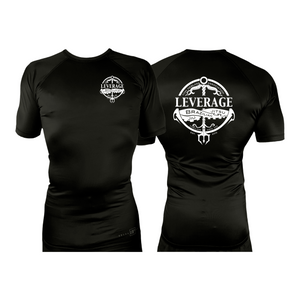 Leverage Brazilian Jiu-Jitsu All Black Custom Rash Guards Short Sleeves #8151 A