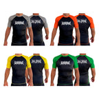 Leverage Brazilian Jiu-Jitsu All Black Ranked Short Sleeve Rash Guards #8151 G (DEATH METAL)