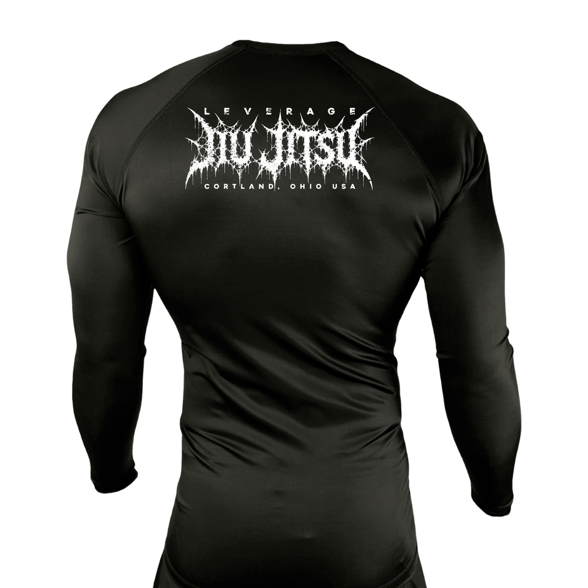 Leverage Brazilian Jiu-Jitsu All Black Rash Guards Long Sleeves #8151 G (DEATH METAL)