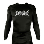 Leverage Brazilian Jiu-Jitsu All Black Rash Guards Long Sleeves #8151 G (DEATH METAL)