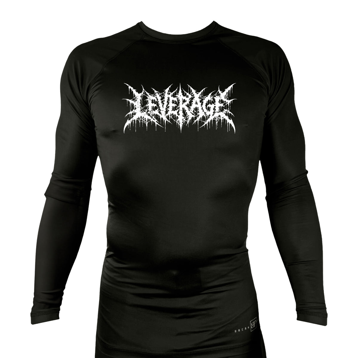 Leverage Brazilian Jiu-Jitsu All Black Rash Guards Long Sleeves #8151 G (DEATH METAL)