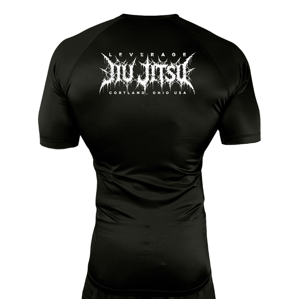 Leverage Brazilian Jiu-Jitsu All Black Rash Guards Short Sleeves #8151 G (DEATH METAL)