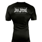 Leverage Brazilian Jiu-Jitsu All Black Rash Guards Short Sleeves #8151 G (DEATH METAL)