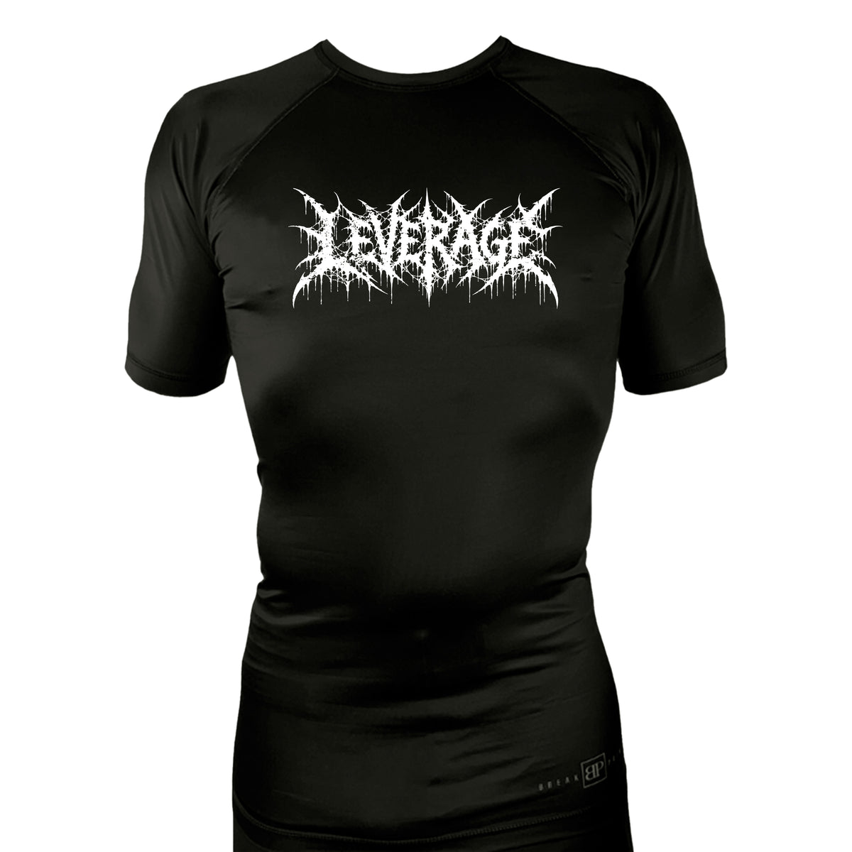 Leverage Brazilian Jiu-Jitsu All Black Rash Guards Short Sleeves #8151 G (DEATH METAL)