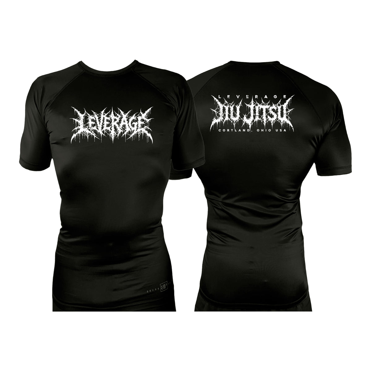 Leverage Brazilian Jiu-Jitsu All Black Rash Guards Short Sleeves #8151 G (DEATH METAL)
