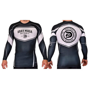 Krav Maga Detroit Academy Rash Guards Black/White #8152 A