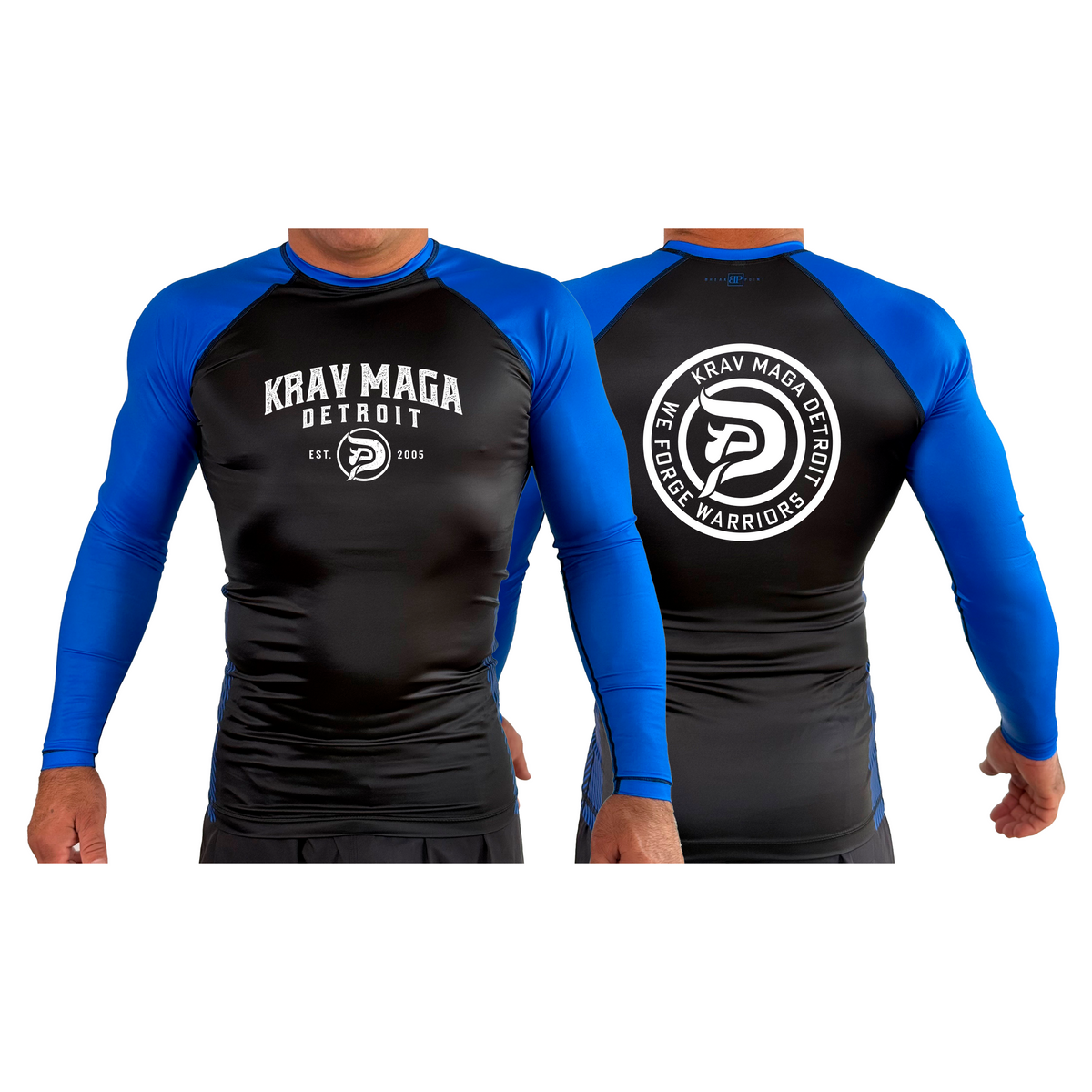 Krav Maga Detroit All Black Ranked Long Sleeve Rash Guards #8152 A