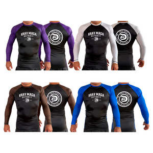 Krav Maga Detroit All Black Ranked Long Sleeve Rash Guards #8152 A