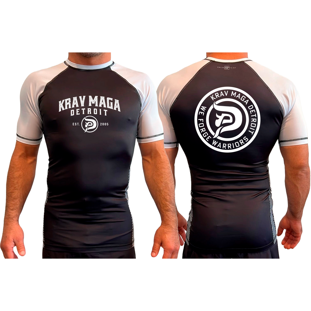 Krav Maga Detroit All Black Ranked Short Sleeve Rash Guards #8152 A
