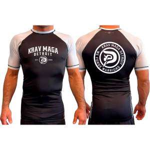 Krav Maga Detroit All Black Ranked Short Sleeve Rash Guards #8152 A