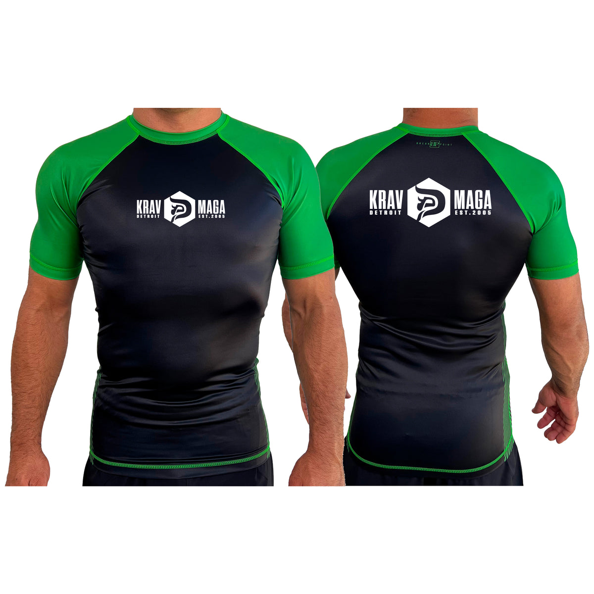 Krav Maga Detroit All Black Ranked Short Sleeve Rash Guards #8152 C