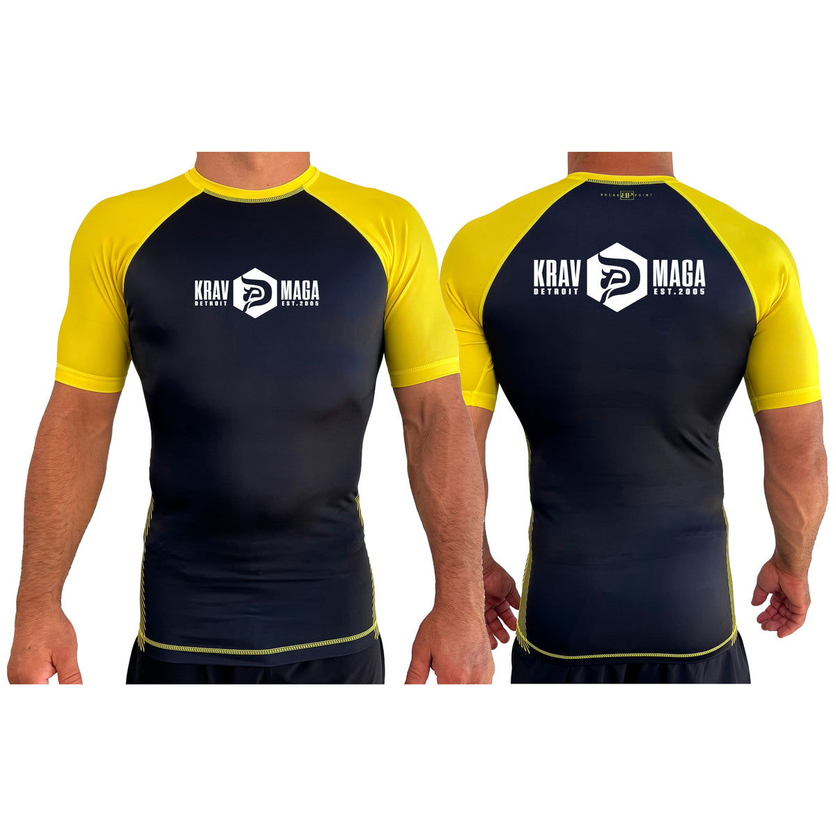 Krav Maga Detroit All Black Ranked Short Sleeve Rash Guards #8152 C