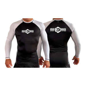Krav Maga Detroit All Black Ranked Long Sleeve Rash Guards #8152 C
