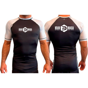 Krav Maga Detroit All Black Ranked Short Sleeve Rash Guards #8152 C