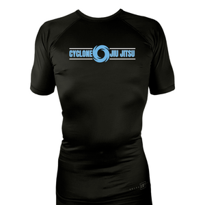 Cyclone Brazilian Jiu-Jitsu All Black Custom Rash Guards Short Sleeves #8154 A