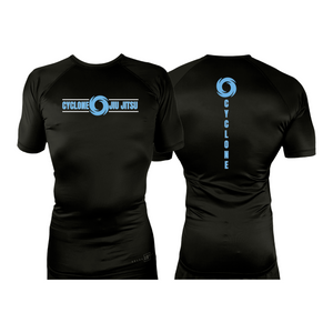 Cyclone Brazilian Jiu-Jitsu All Black Custom Rash Guards Short Sleeves #8154 A