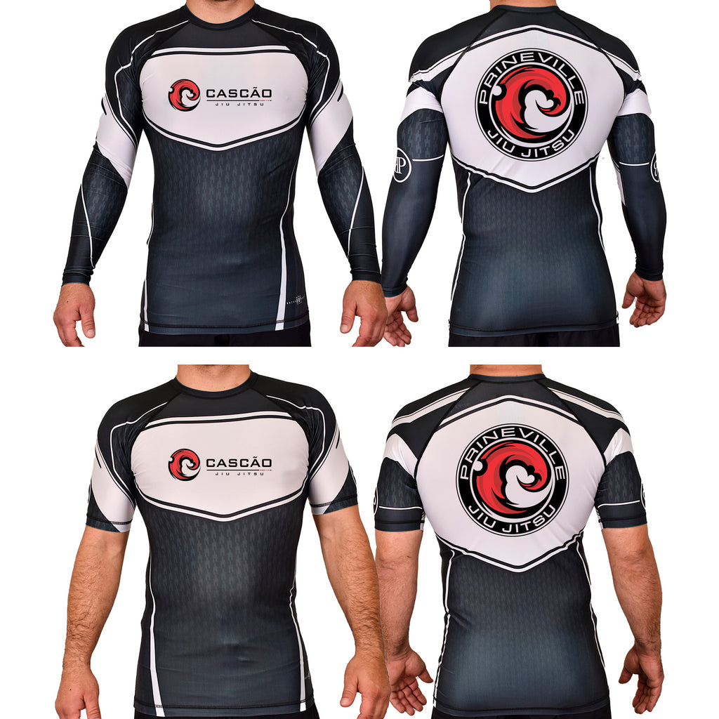 Prineville Jiu Jitsu Academy Rash Guards Black/White #8157 A