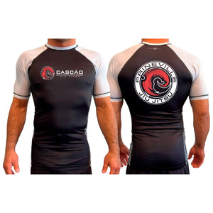 Prineville Jiu Jitsu All Black Ranked Short Sleeve Rash Guards #8157 A