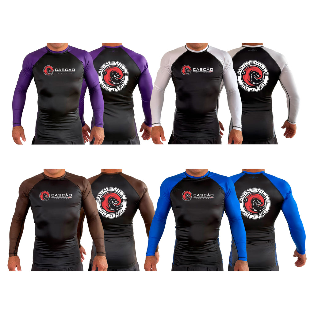 Prineville Jiu Jitsu All Black Ranked Long Sleeve Rash Guards #8157 A