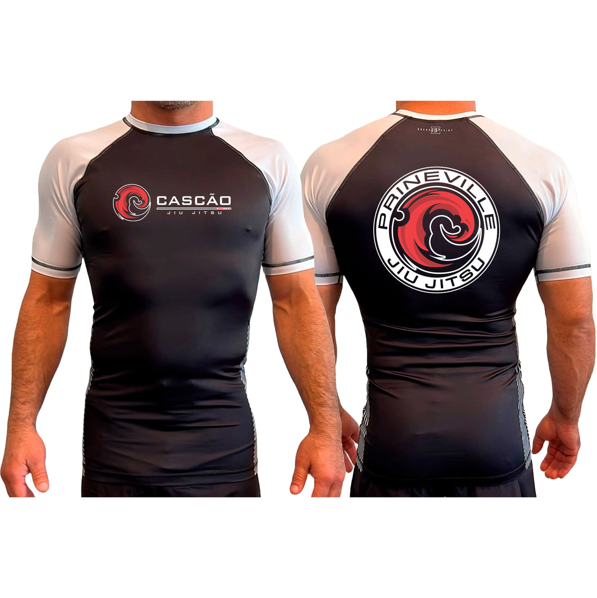 Prineville Jiu Jitsu All Black Ranked Short Sleeve Rash Guards #8157 A