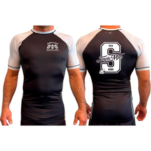 Simple Man MA All Black Ranked Short Sleeve Rash Guards #8158 A