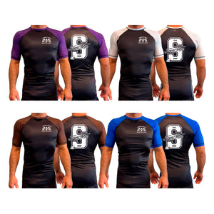 Simple Man MA All Black Ranked Short Sleeve Rash Guards #8158 A