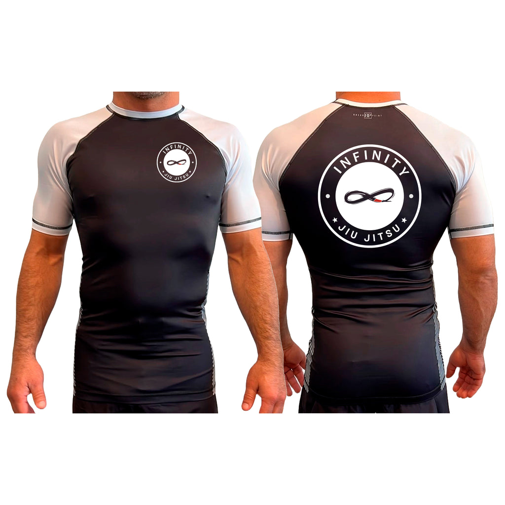 Infinity BJJ Utah All Black Ranked Short Sleeve Rash Guards #8159 A