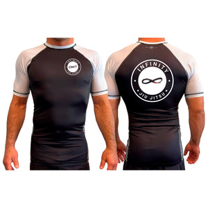 Infinity BJJ Utah All Black Ranked Short Sleeve Rash Guards #8159 A