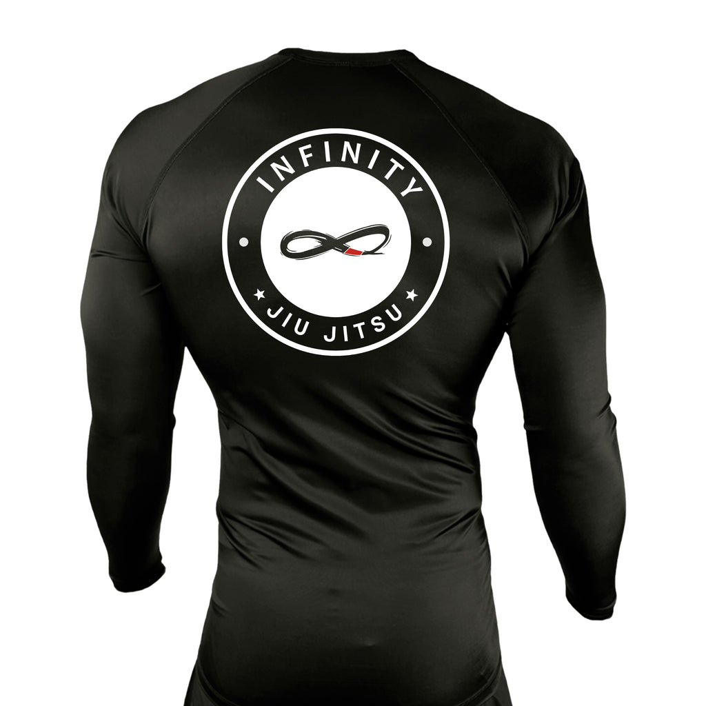 Infinity BJJ Utah All Black Rash Guards Long Sleeves #8159 A