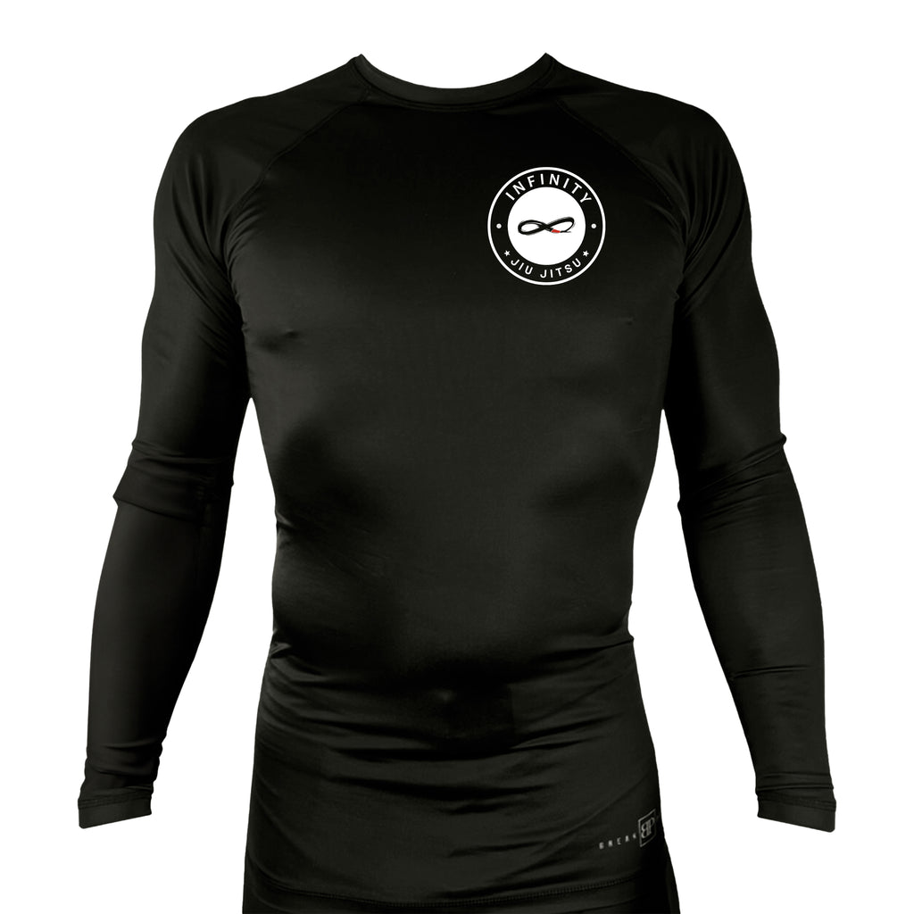 Infinity BJJ Utah All Black Rash Guards Long Sleeves #8159 A