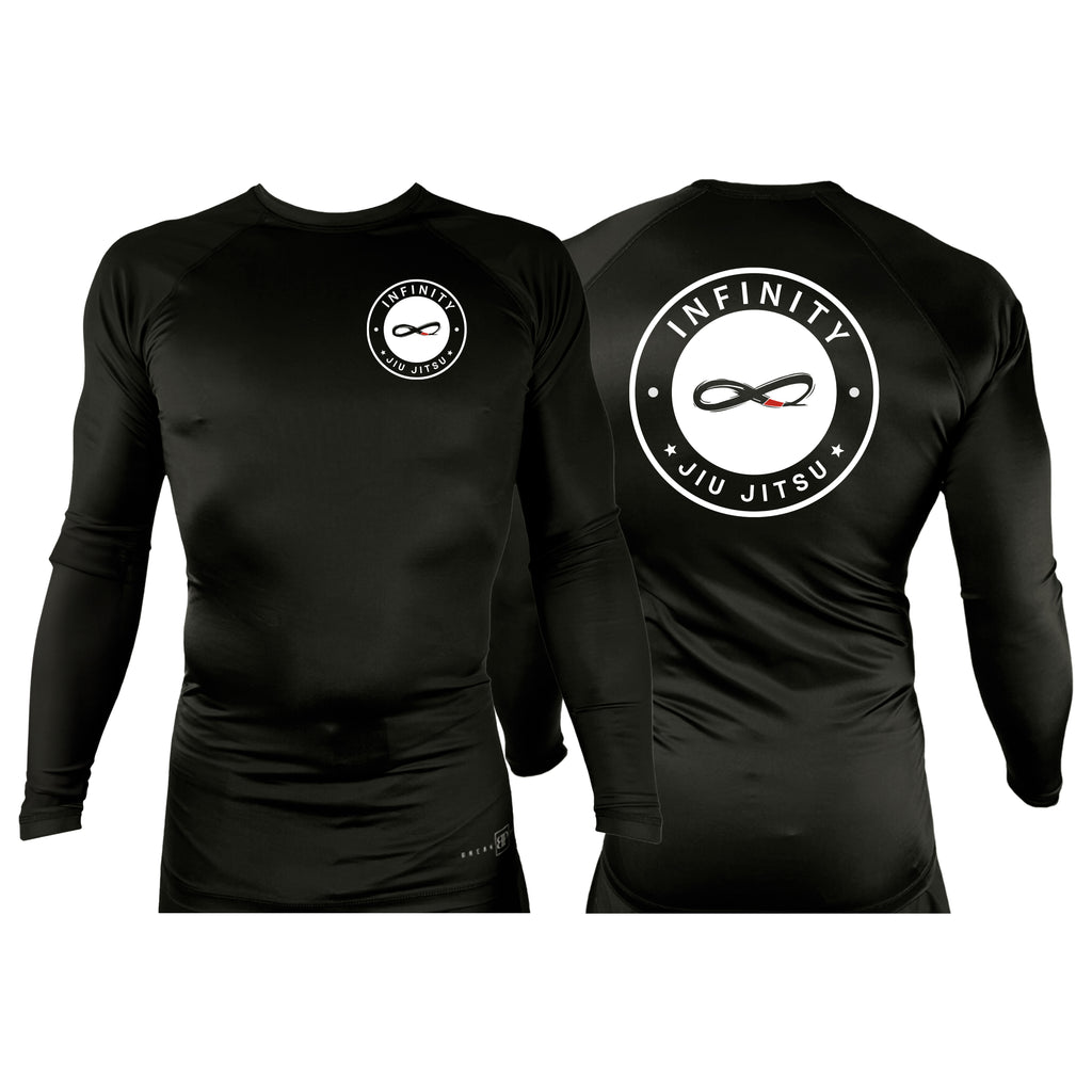 Infinity BJJ Utah All Black Rash Guards Long Sleeves #8159 A