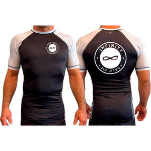 Infinity BJJ Utah All Black Ranked Short Sleeve Rash Guards #8159 A