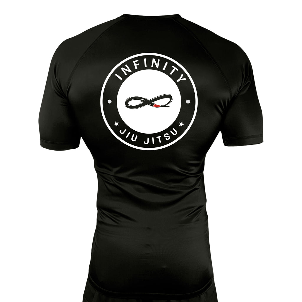 Infinity BJJ Utah All Black Rash Guards Short Sleeves #8159 A
