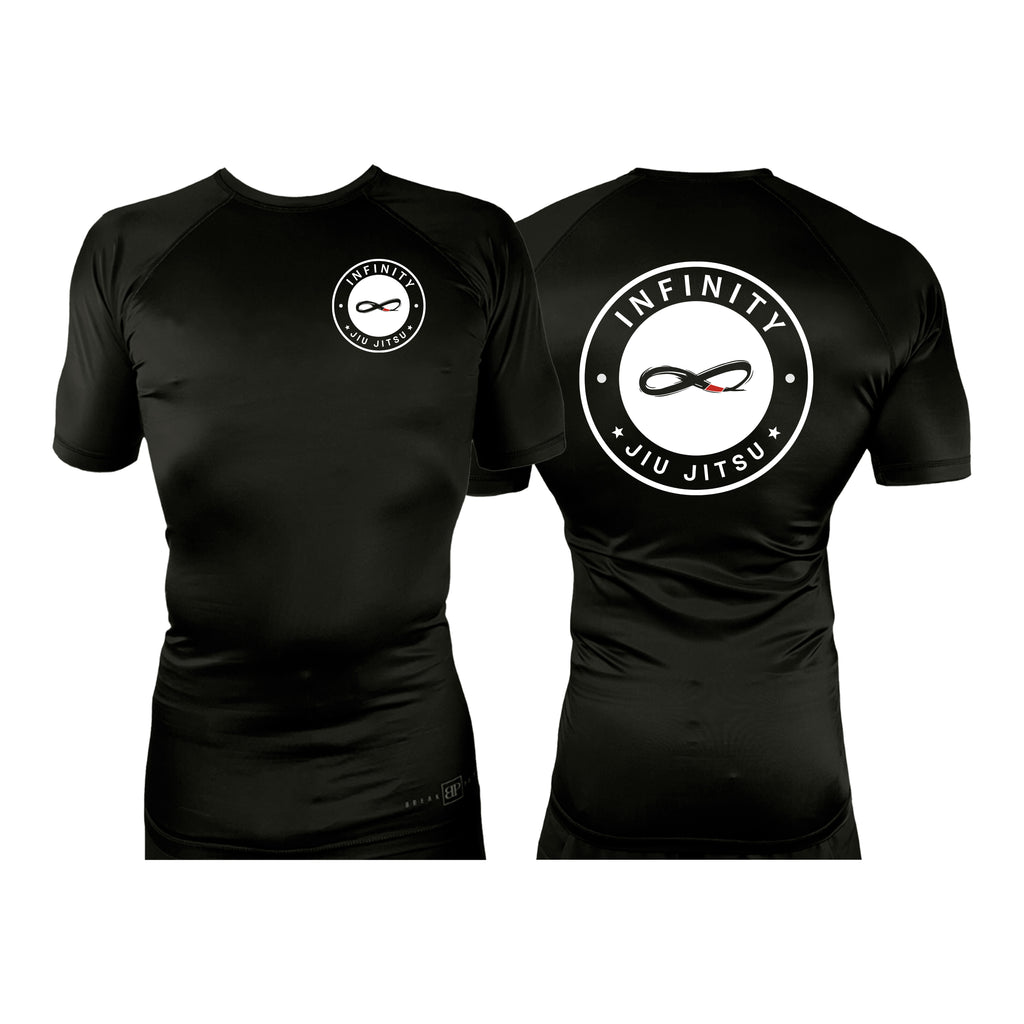 Infinity BJJ Utah All Black Rash Guards Short Sleeves #8159 A