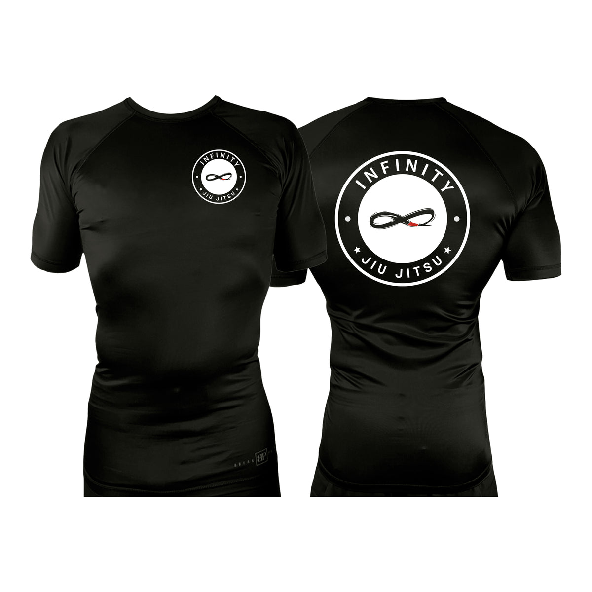 Infinity BJJ Utah All Black Rash Guards Short Sleeves #8159 A