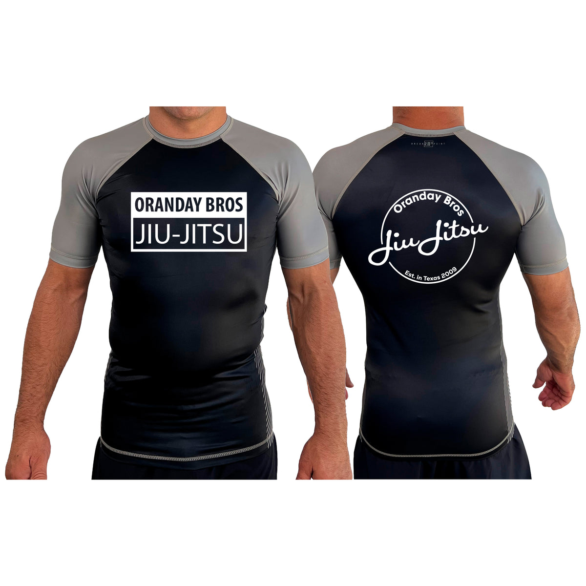 Oranday Bros Lumberton Jiu Jitsu All Black Ranked Short Sleeve Rash Guards #8160 A