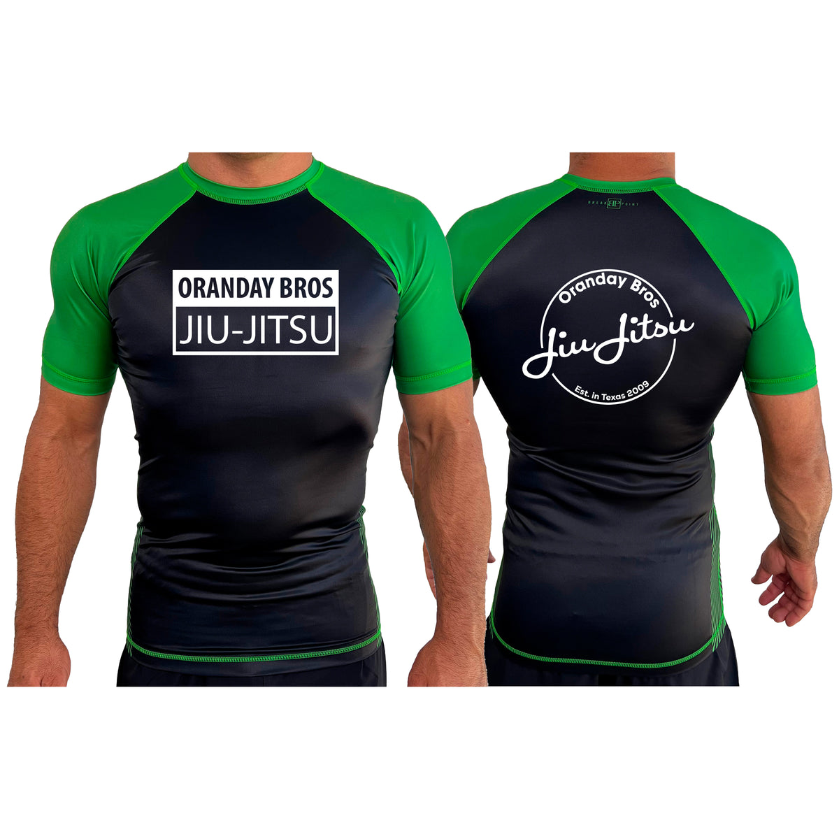 Oranday Bros Lumberton Jiu Jitsu All Black Ranked Short Sleeve Rash Guards #8160 A