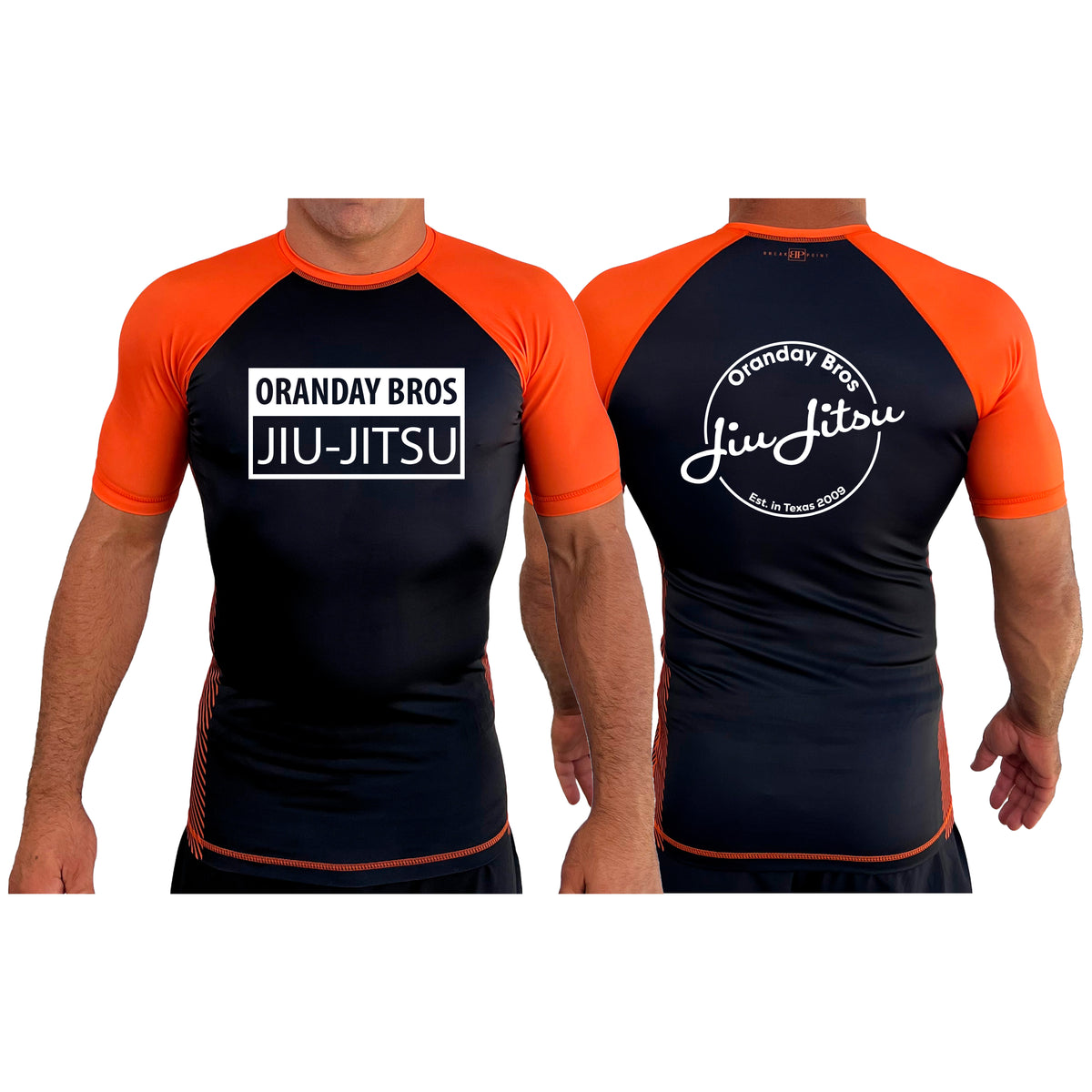 Oranday Bros Lumberton Jiu Jitsu All Black Ranked Short Sleeve Rash Guards #8160 A