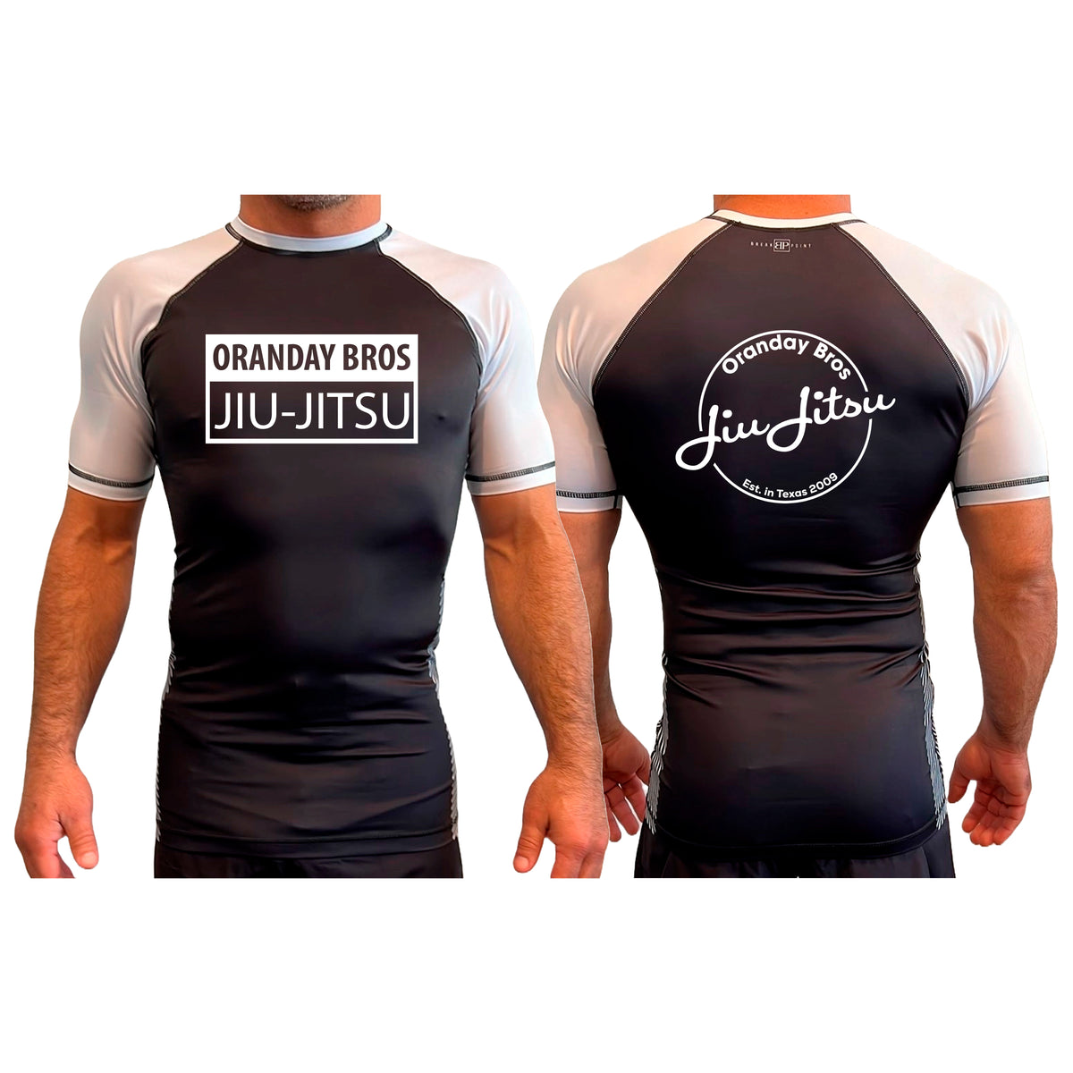 Oranday Bros Lumberton Jiu Jitsu All Black Ranked Short Sleeve Rash Guards #8160 A