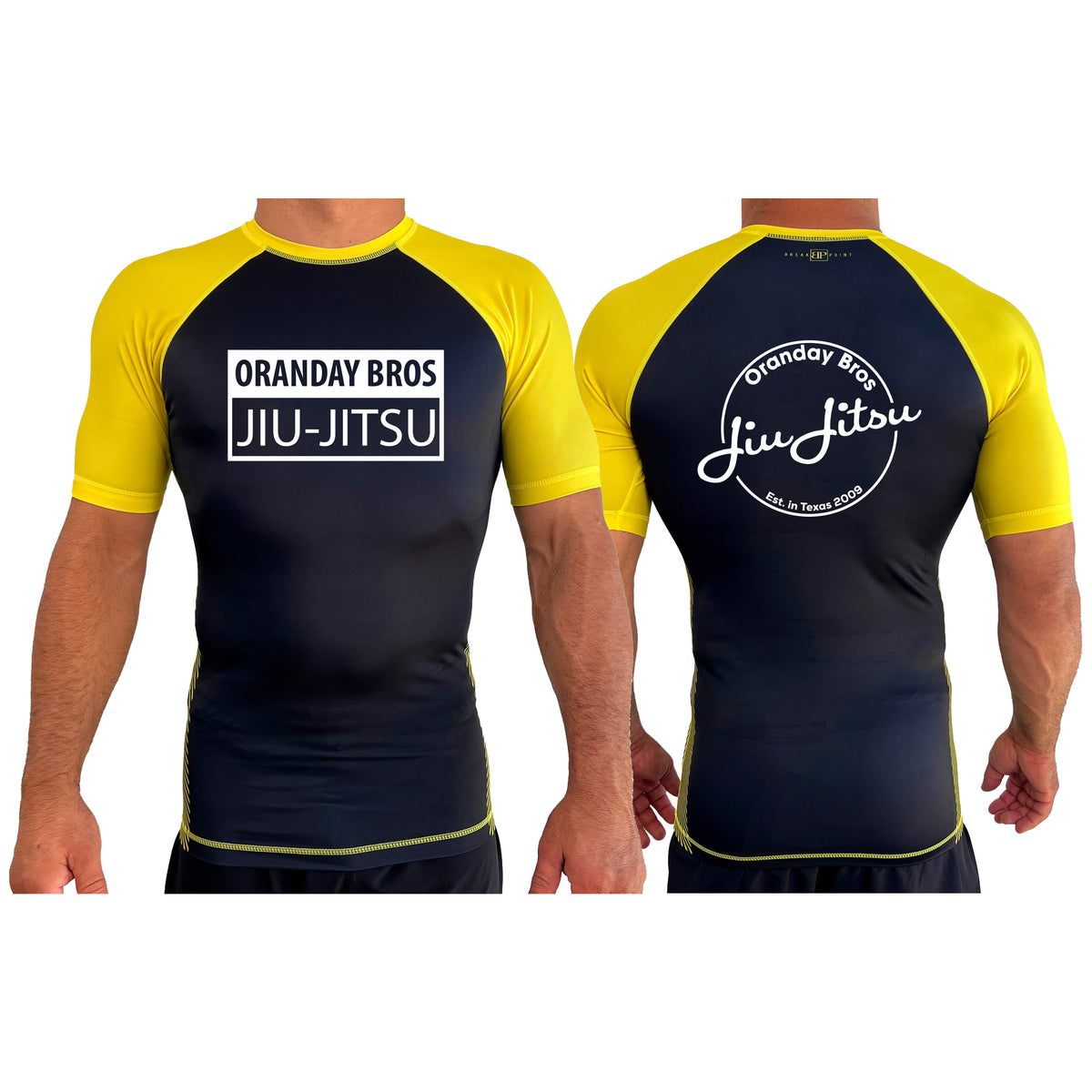 Oranday Bros Lumberton Jiu Jitsu All Black Ranked Short Sleeve Rash Guards #8160 A