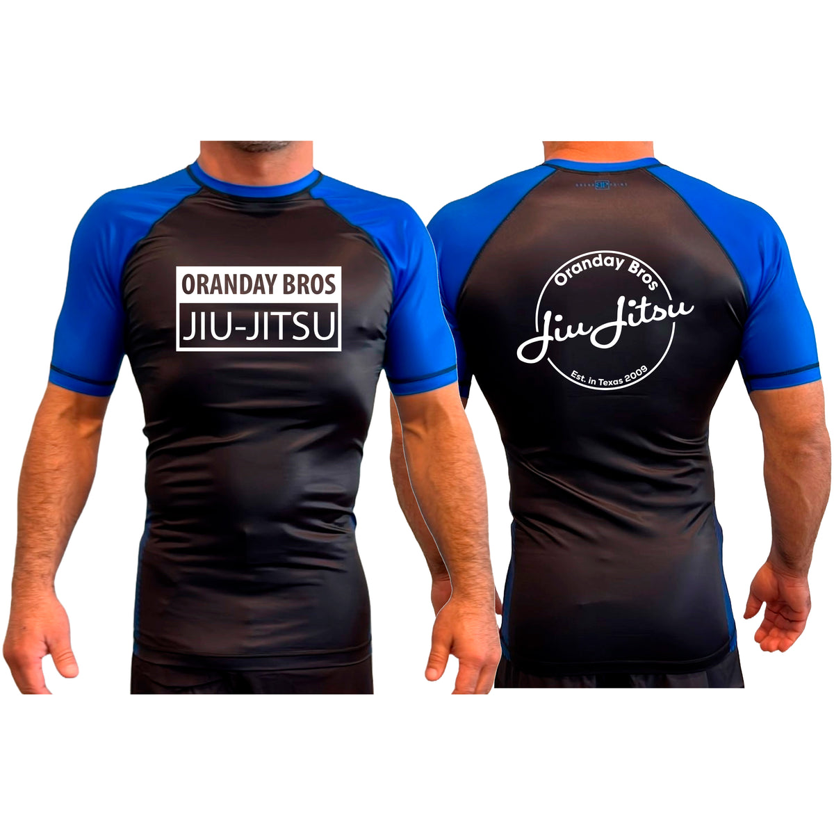Oranday Bros Lumberton Jiu Jitsu All Black Ranked Short Sleeve Rash Guards #8160 A