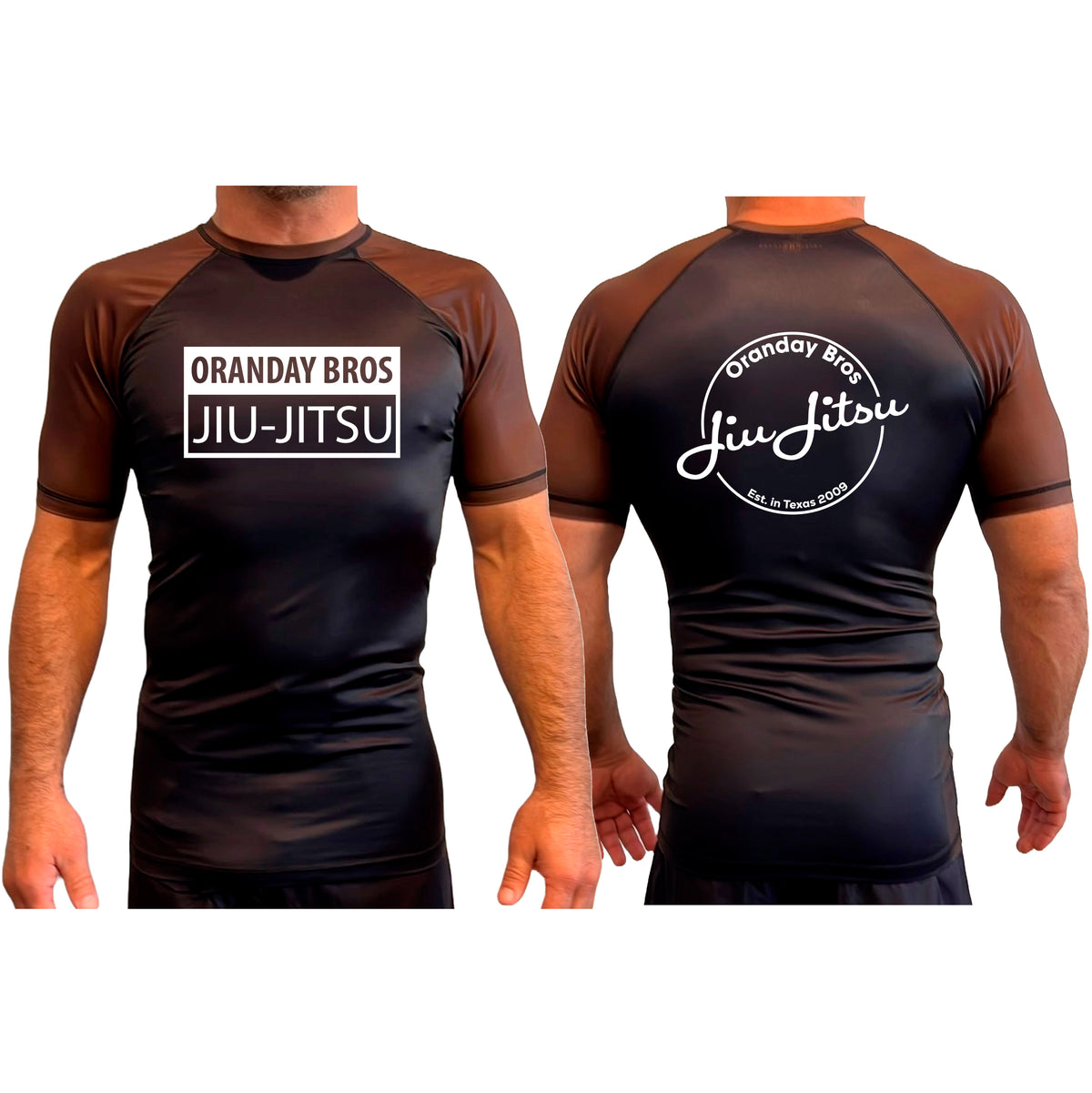 Oranday Bros Lumberton Jiu Jitsu All Black Ranked Short Sleeve Rash Guards #8160 A