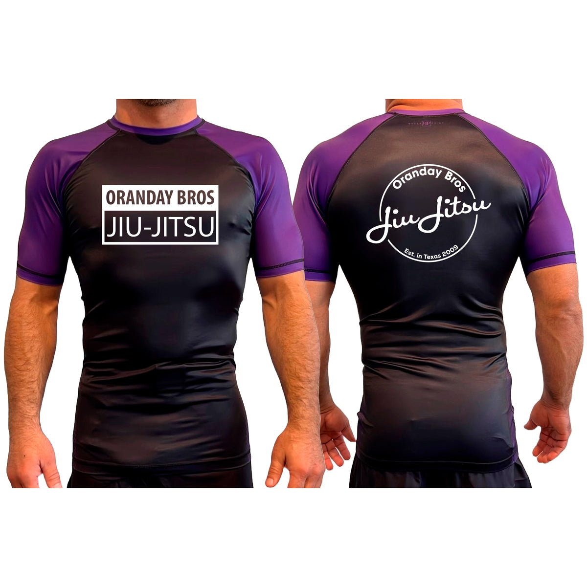 Oranday Bros Lumberton Jiu Jitsu All Black Ranked Short Sleeve Rash Guards #8160 A