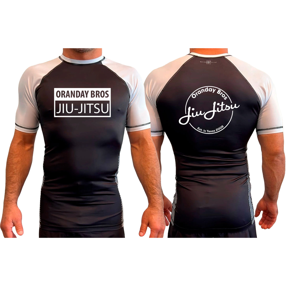Oranday Bros Lumberton Jiu Jitsu All Black Ranked Short Sleeve Rash Guards #8160 A