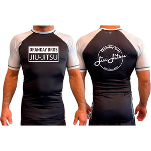 Oranday Bros Lumberton Jiu Jitsu All Black Ranked Short Sleeve Rash Guards #8160 A