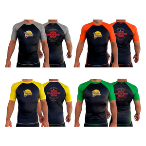 Warrior Defense BJJ All Black Ranked Short Sleeve Rash Guards #8161 A