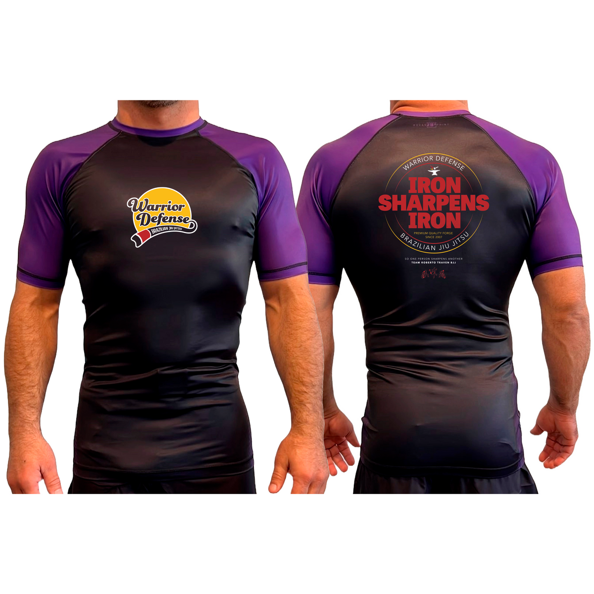 Warrior Defense BJJ All Black Ranked Short Sleeve Rash Guards #8161 A