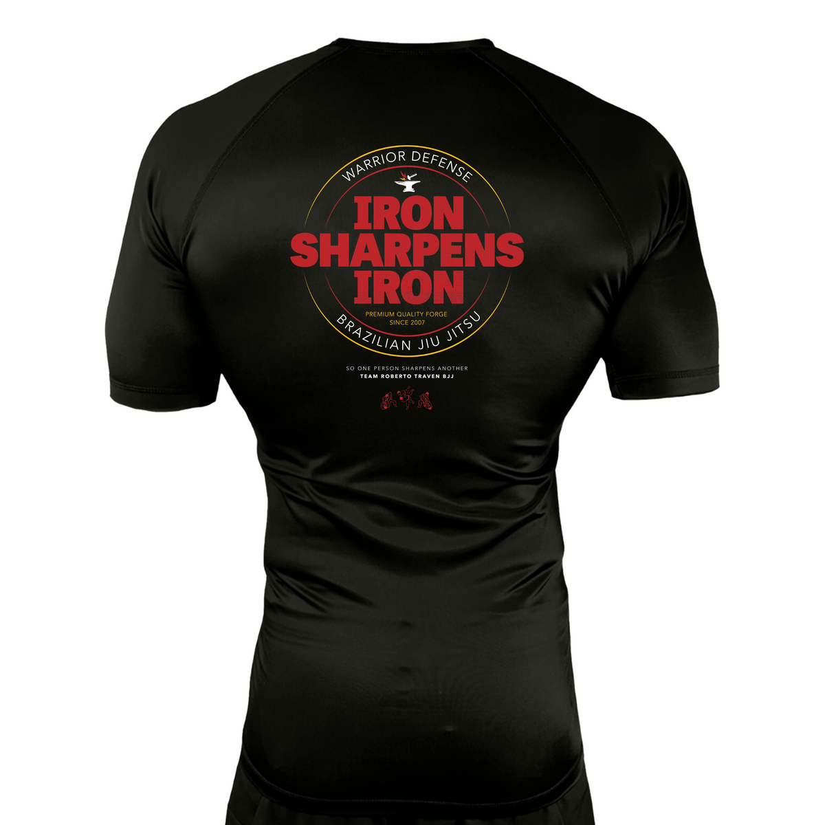 Warrior Defense BJJ All Black Rash Guards Short Sleeves #8161 A