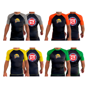 Warrior Defense BJJ All Black Ranked Short Sleeve Rash Guards #8161 C